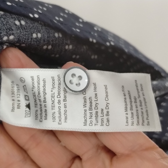 Jachs Girlfriend button down medium navy white print short sleeve front pockets - Picture 6 of 8